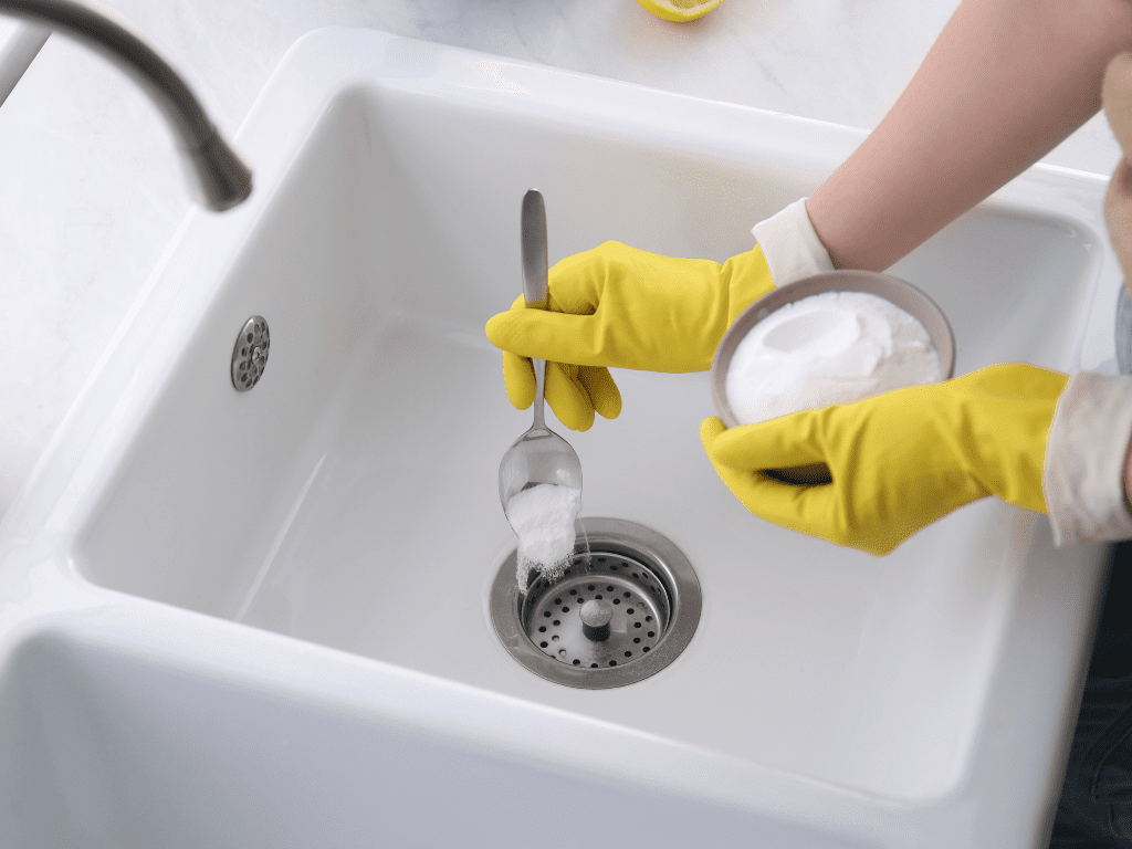 Baking Soda and Vinegar Solution for Cleaning Kitchen Sink Drain